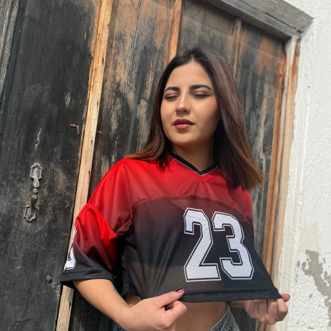 Camiseta Crop Difuminado Rojo