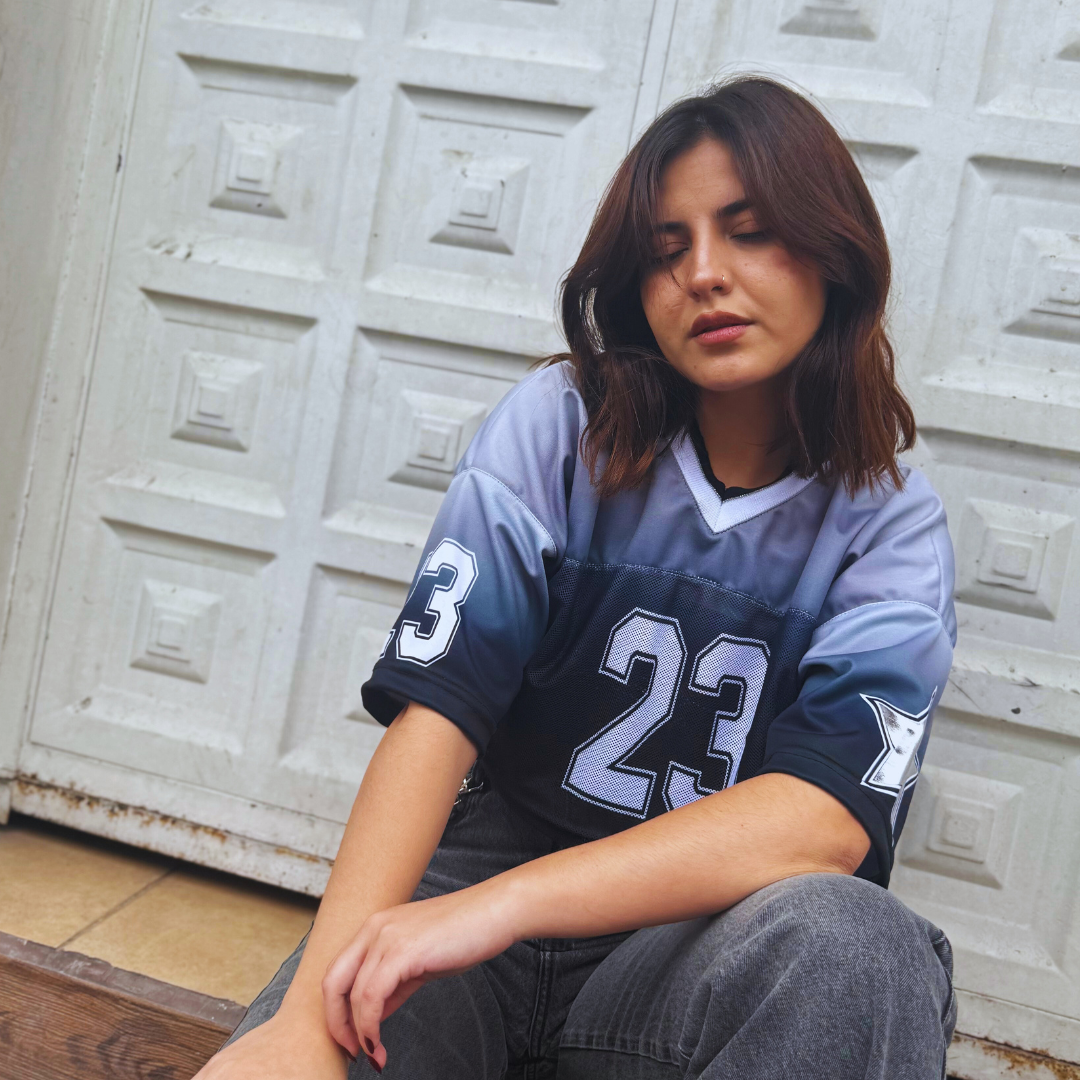 Camiseta Crop Difuminado Gris