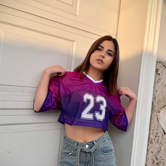 Camiseta Crop Difuminado Fucsia