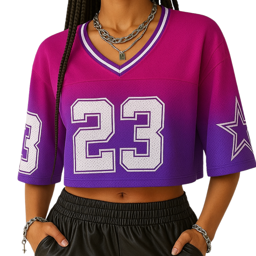 Camiseta Crop Difuminado Fucsia