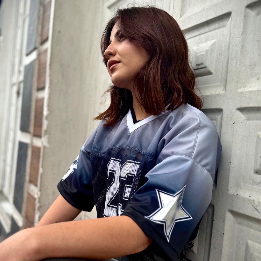 Camiseta Crop Difuminado Gris