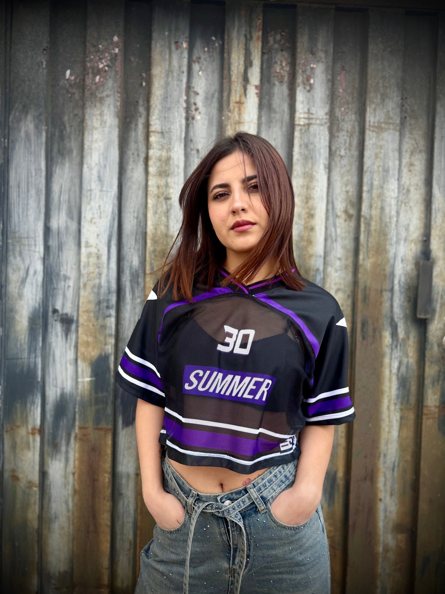 Camiseta Crop Estrella Morada