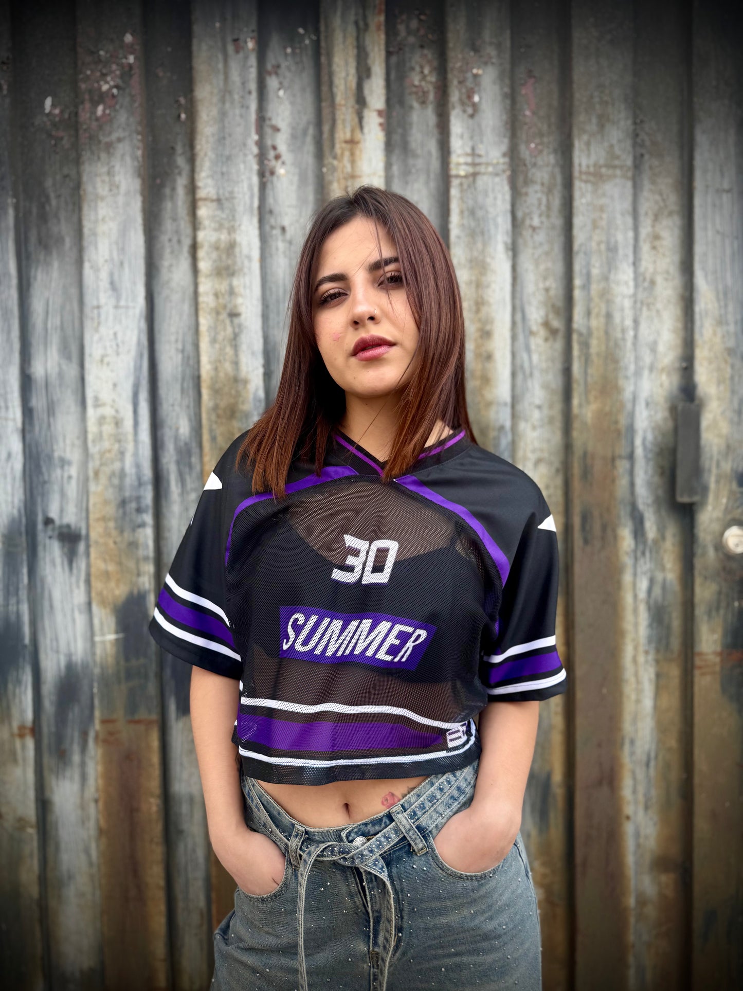 Camiseta Crop Estrella Morada