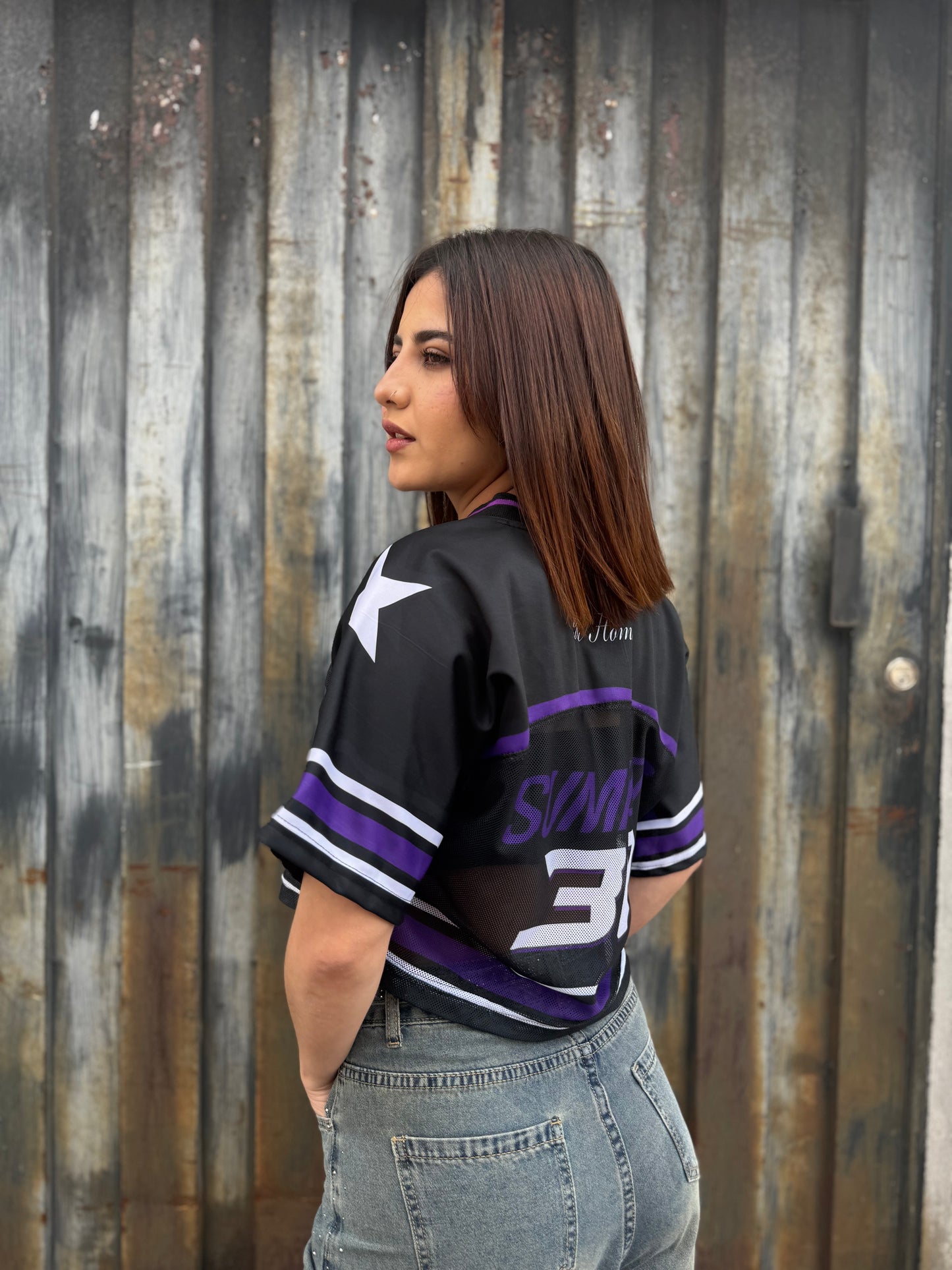 Camiseta Crop Estrella Morada