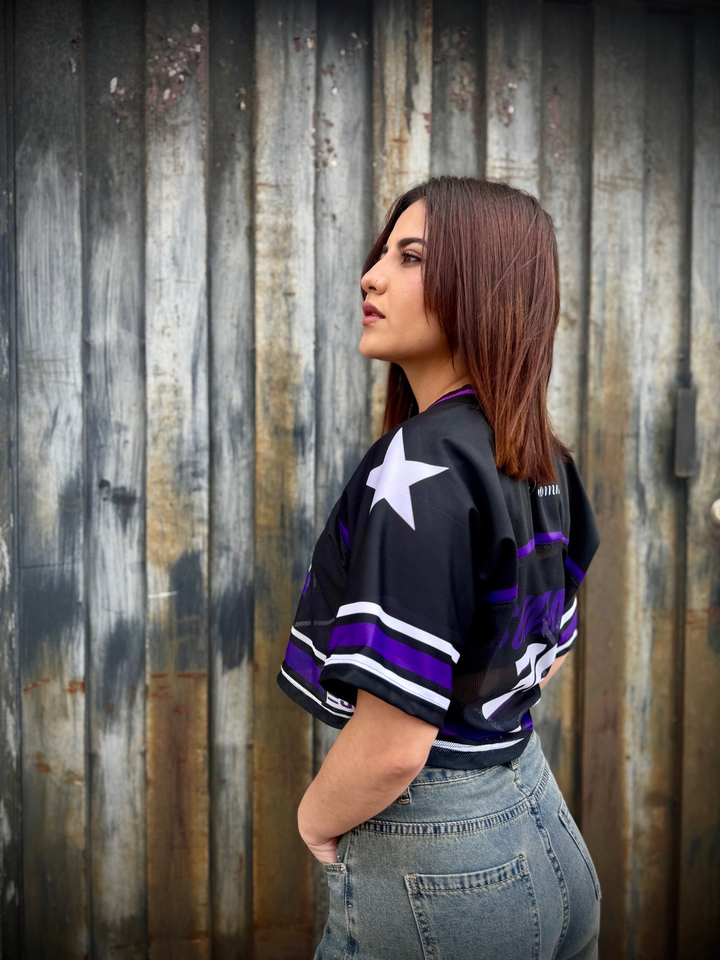 Camiseta Crop Estrella Morada